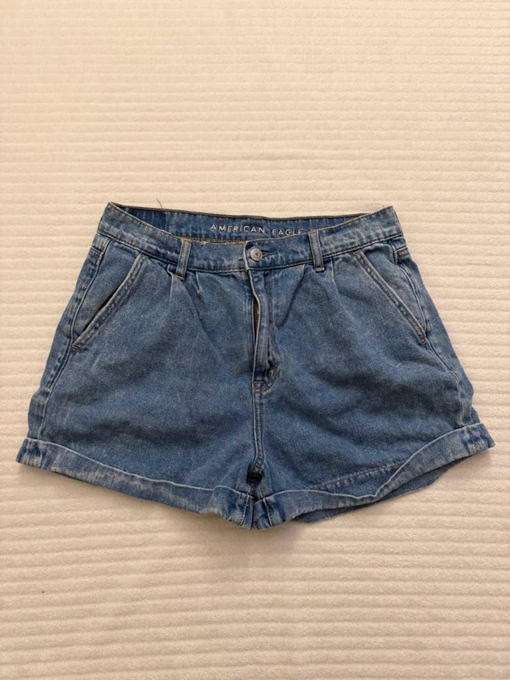 American Eagle Outfitters Medium Blue High-Rise Denim Shorts
